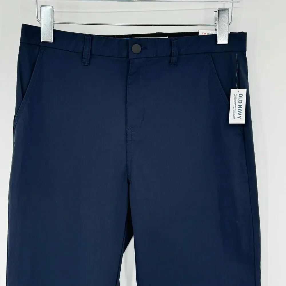 Old Navy boy's 18 uniform pants tech straight built-in-flex navy blue NEW 32